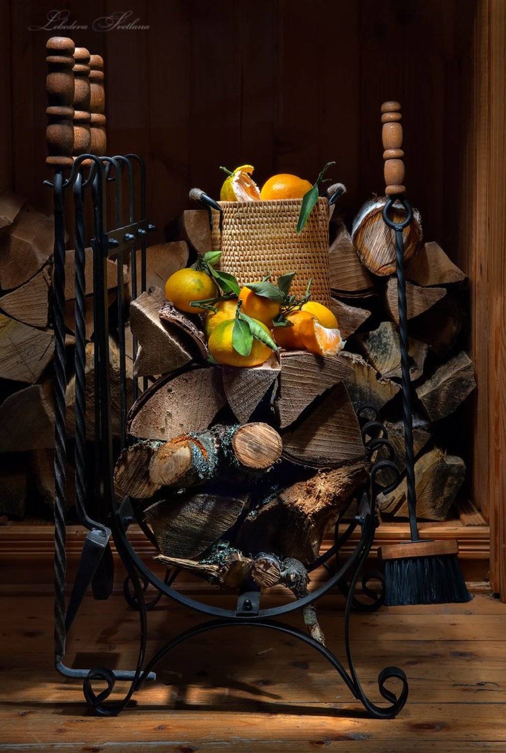 мандарины,фрукты,дрова,дровница, Светлана Л.