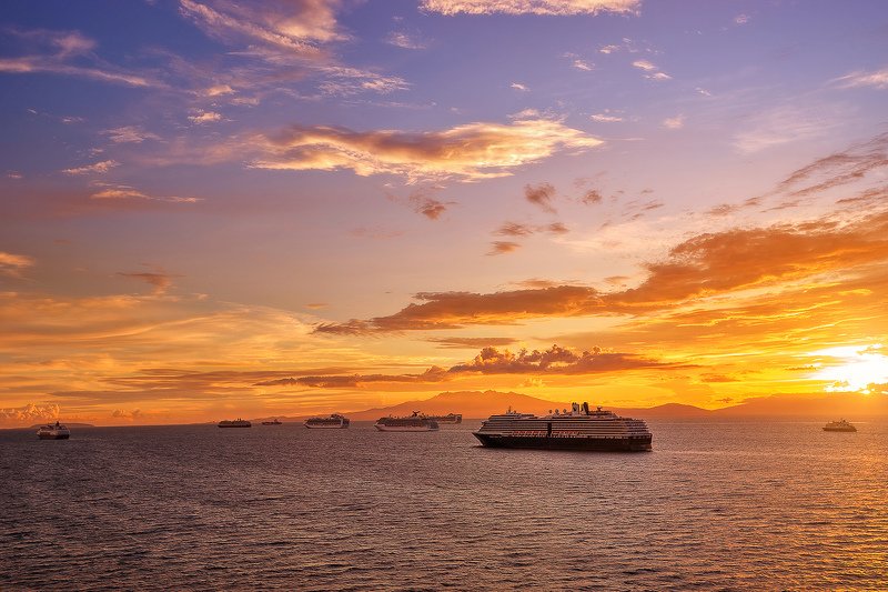 sea sunset sky cruise ships princess cruise trip tourism cruise  фото превью