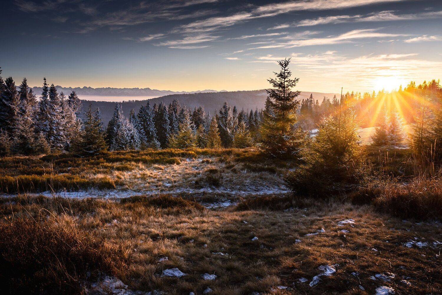 mountains, autumn, poland, sunset, Michał Kasperczyk