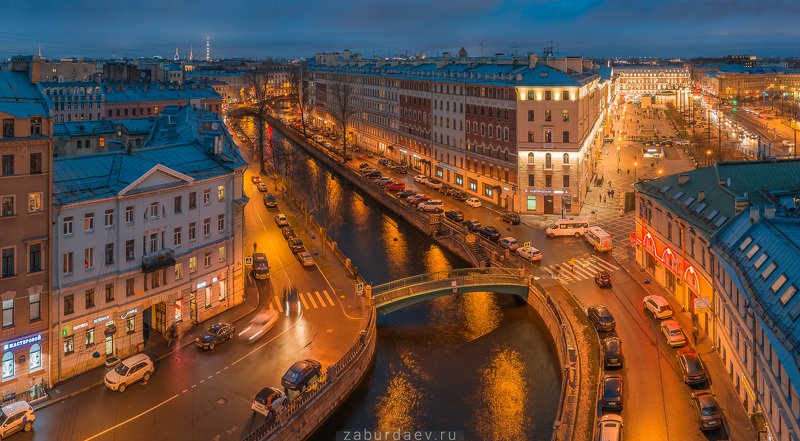 россия, петербург, вечер, осень, канал, река, мост, дрон Канал Грибоедова фото превью