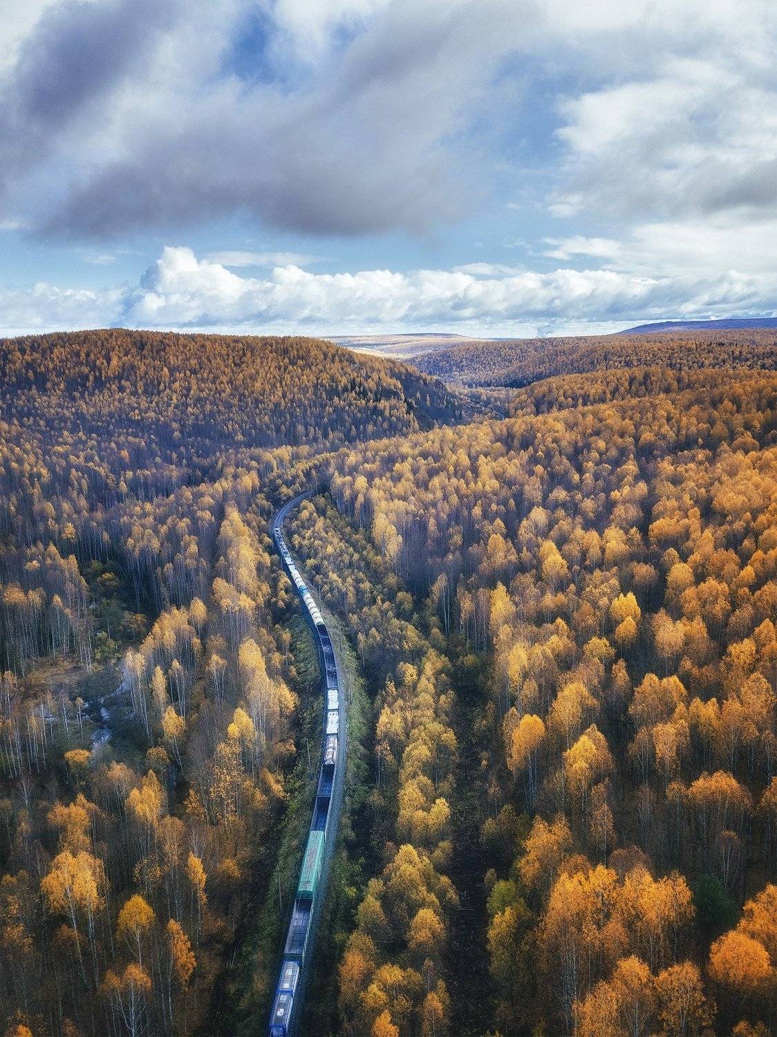 пермский край, осень, золотая осень, осенний лес, осенний пейзаж, ржд, россия, поезд, железная дорога, Кирилл Кузнецов