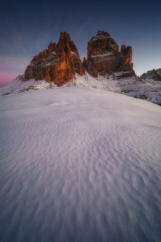 tre, cime, dolomiti, italy, landscape, winter, autumn, snow,  tre cime  фото превью