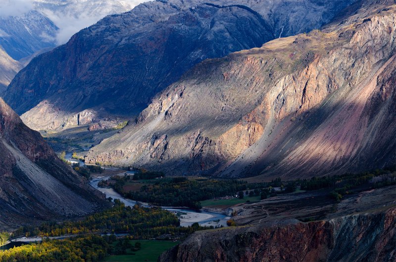 природа, пейзаж, алтай, горный алтай, осень, горы, чулышман, река, коньон Долина Чулышман фото превью