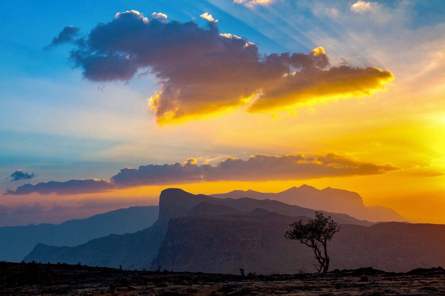 colours nature sunset mountain sky tree oman , Dhananjay Jadhav
