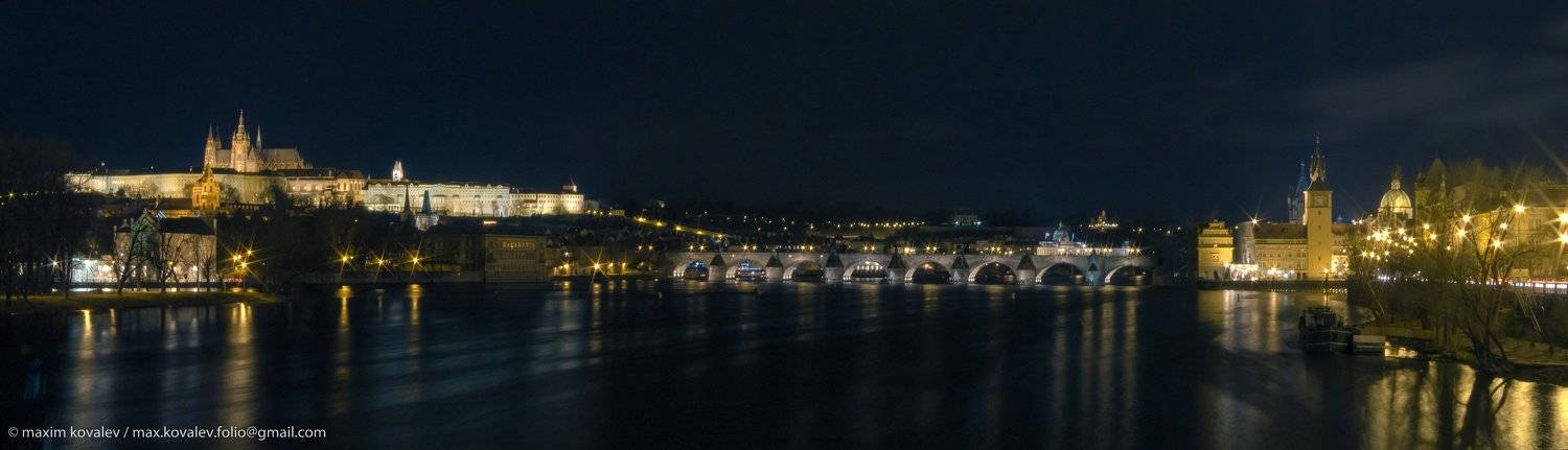 czechia, europe, prague, praha, architecture, bridge, nature, night, panorama, river, water, европа, прага, чехия, архитектура, вода, мост, ночь, панорама, природа, река, Максим Ковалёв