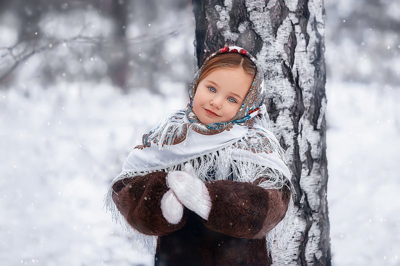 детский портрет, детская фотографий,  красавица, зима , русская красавица, советский ребенок, дети модели Есения в роли Настеньки фото превью