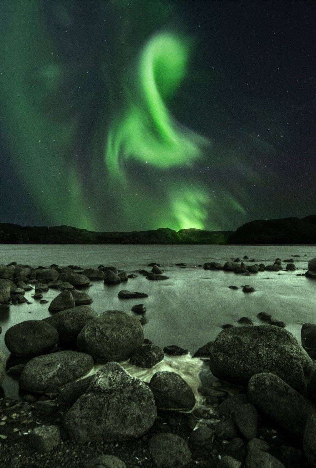 северное сияние, ночь, Дамир Ялышев