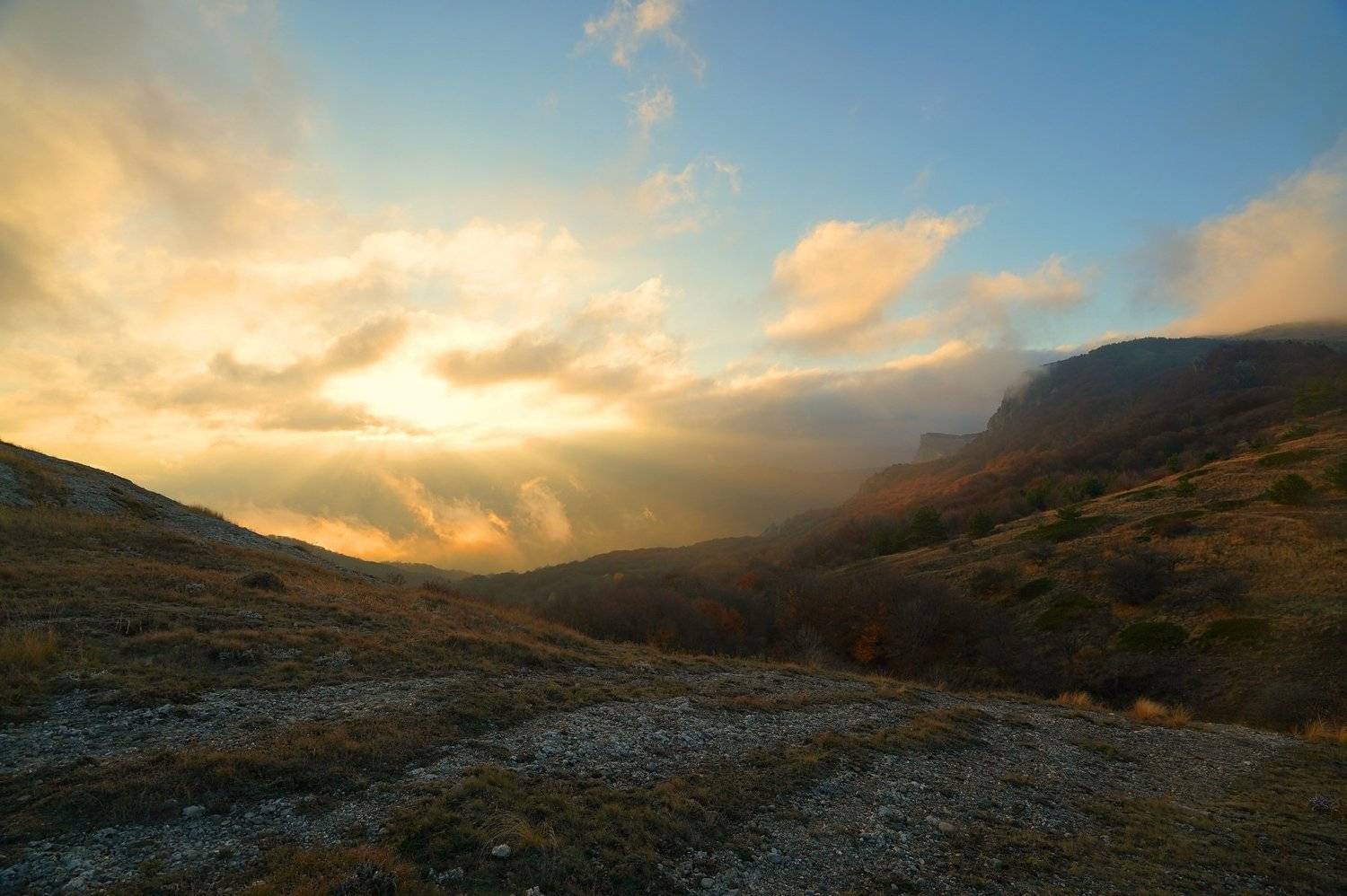 evening, season, weather, mountains, peaks, sky, Сергей Андреевич