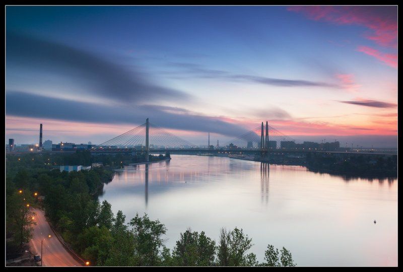 Вантовый, Ленинград, Мост, Нева, Петербург, Петроград, Рассвет, Река, Санкт, Санкт-петербург про Большой Вантовый, снятый на рассвете в субботу с балкона дома в Рыбацком... фото превью