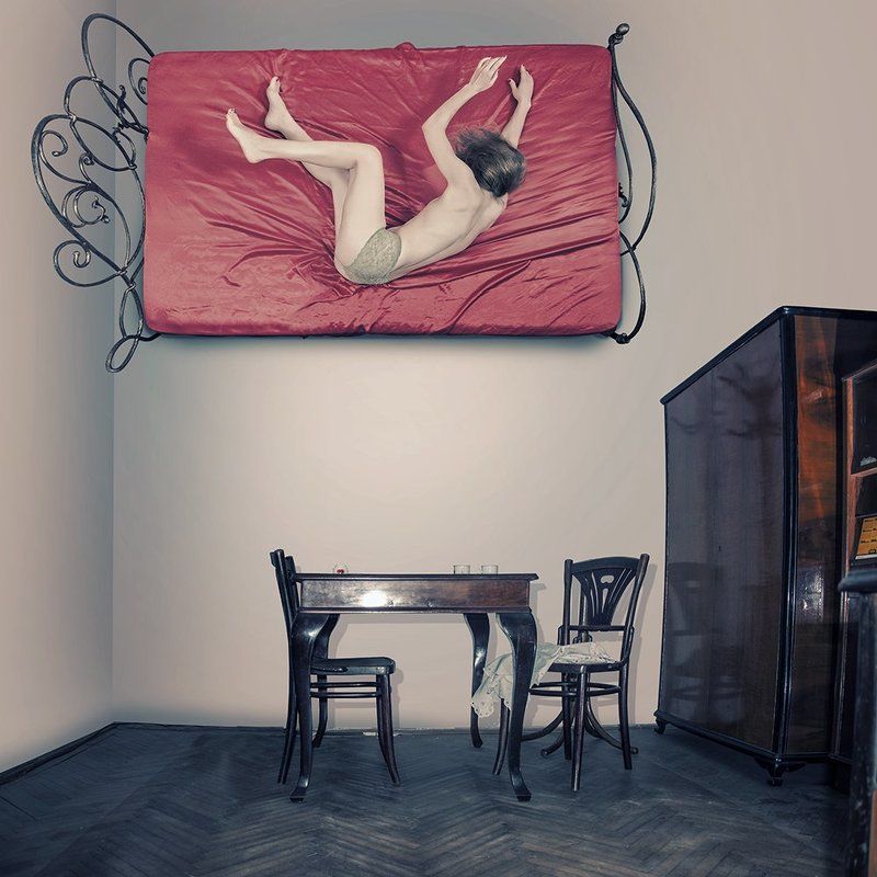 bed, chair, door, dreaming, fall, locker, manipulation, photoshop, table Insomnia III фото превью