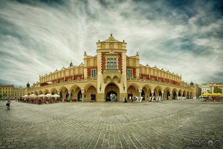 Ancient, Building, Clouds, Krakow, Monument, Panorama, Rynek, Sky, Sukiennice, Janusz Cedrowicz