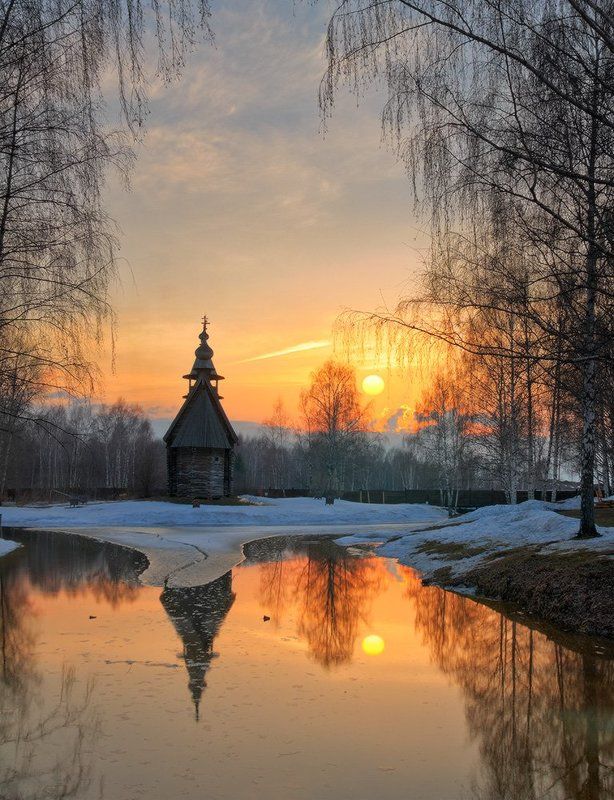Весна, Восход, Закат, Пейзаж, Церковь Весна, которую так ждали фото превью