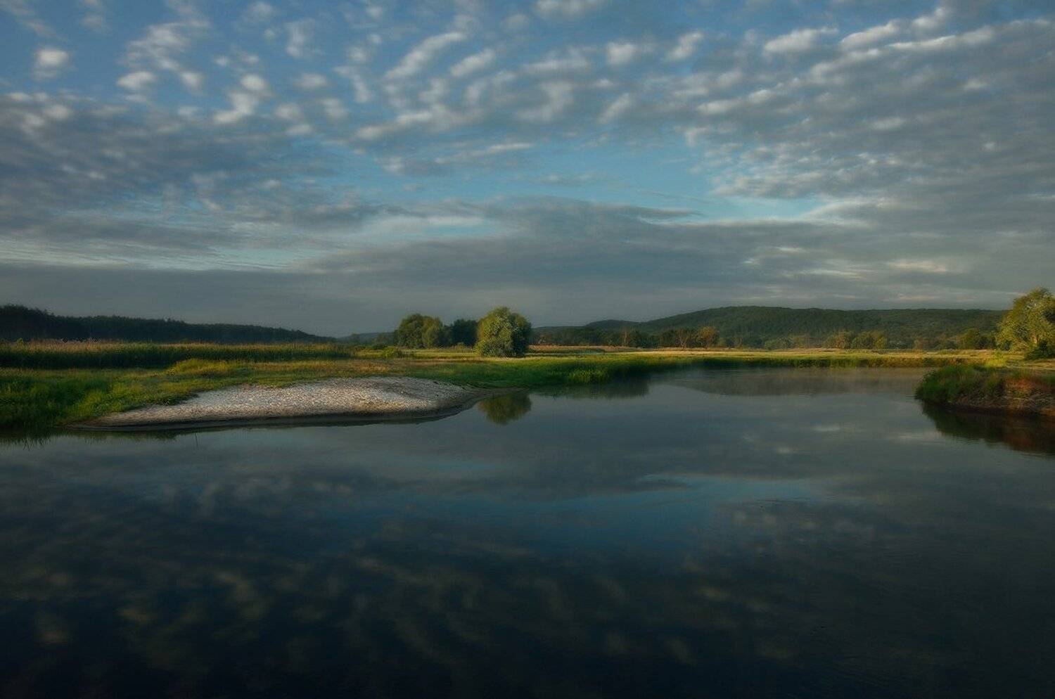 река, утро, небо, Животков Андрей