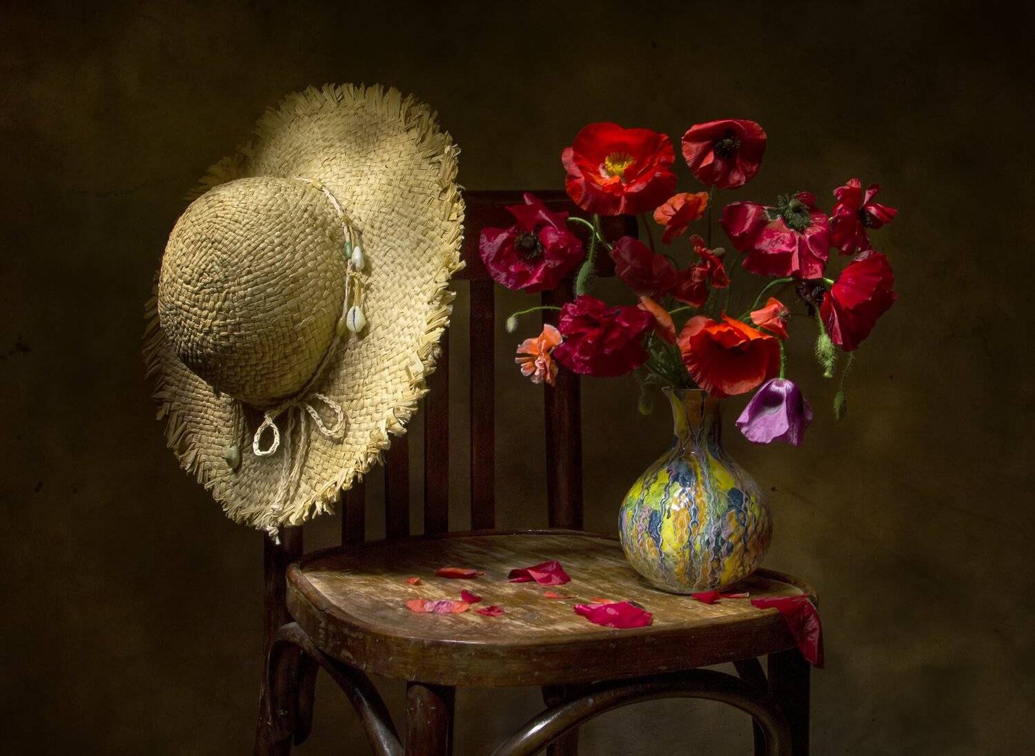 натюрморт, шляпа, маки, Татьяна Феденкова