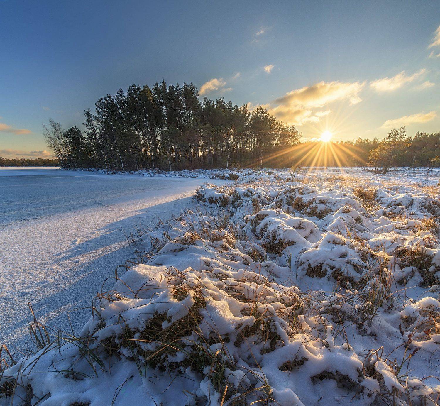 пермский край, зима, пейзаж, россия, урал, шабуничи, болото, закат, лес, озеро, снег, Кирилл Кузнецов