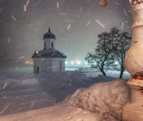 Метель на Большом Соловецком острове.