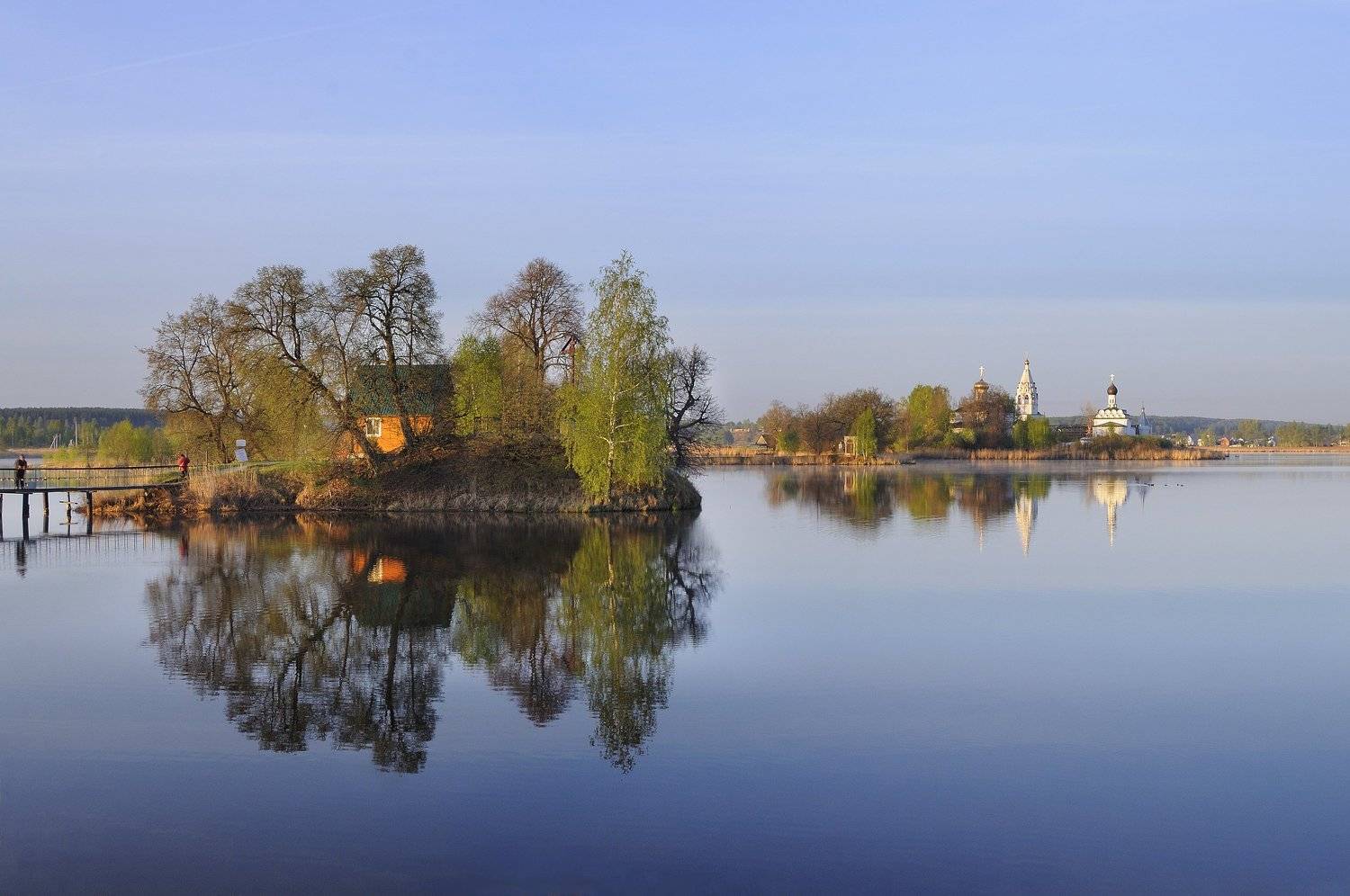 утро, рассвет, монастырь, озеро, река, Andres Ganenkoff