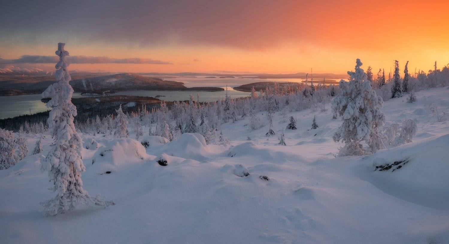пейзаж,россия,закат,пролив,озеро,кольский,север,снег, Виталий Истомин