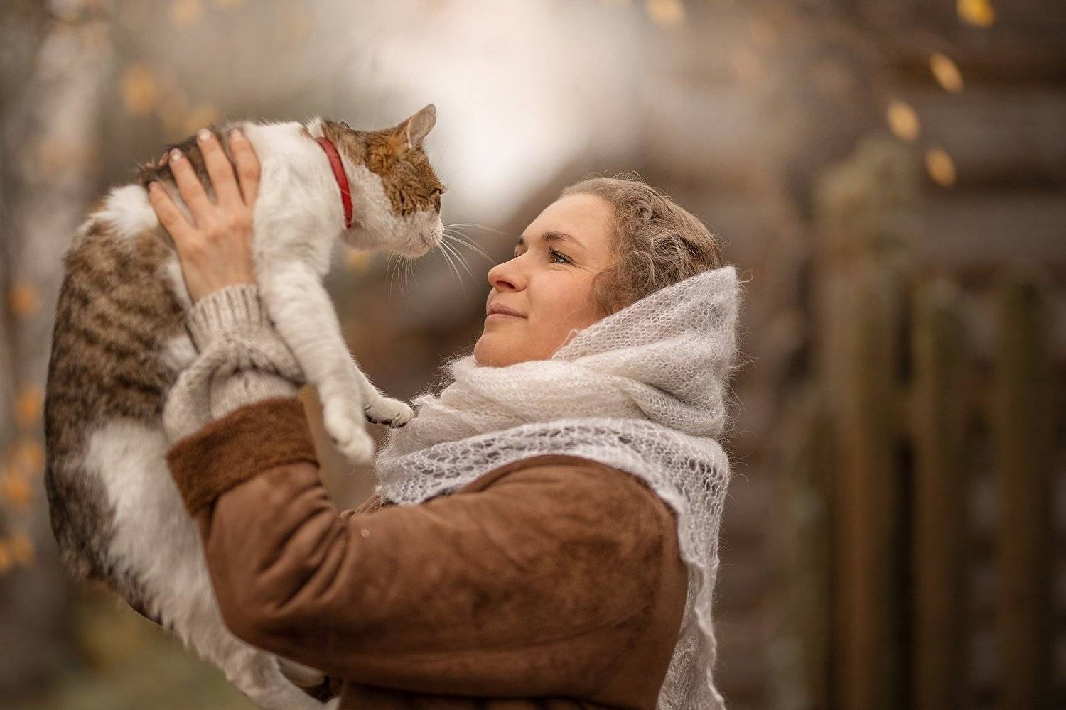 деревня,  животные, кошка, кот, осень, девушка, женщина, женский портрет, Елена Чернигина