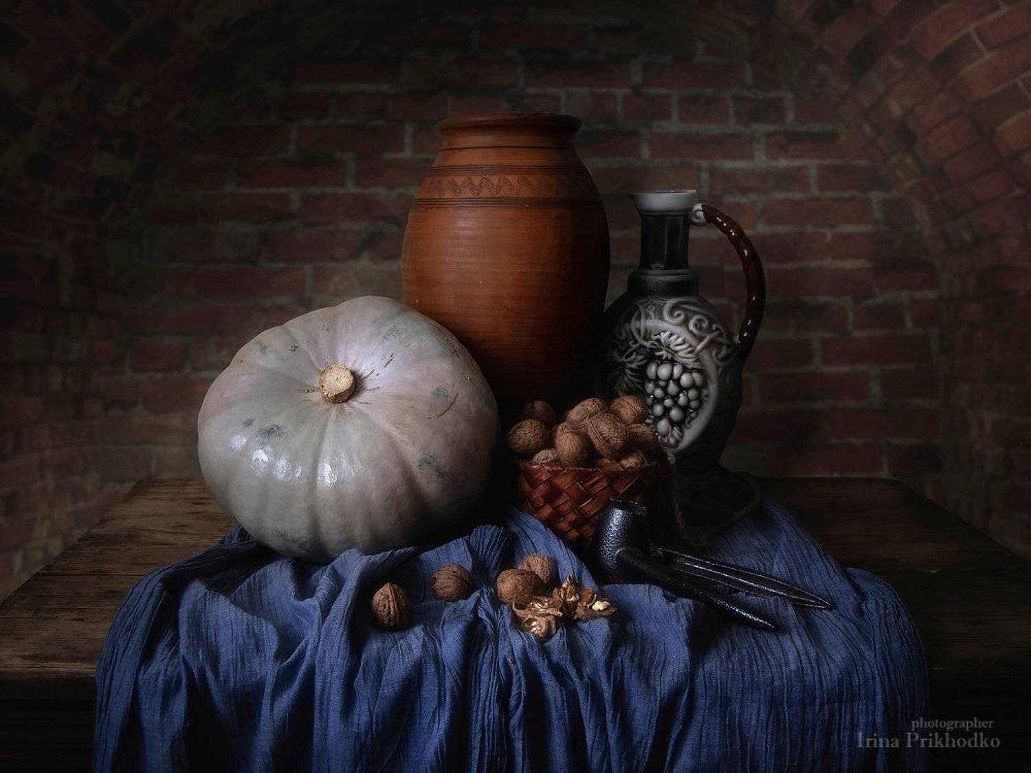 натюрморт, тыква, орехи, кладовая, винтажный, осень, урожай, Ирина Приходько