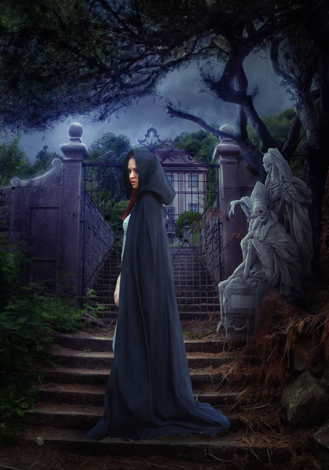 девушка, ступеньки, замок, Sergii Vidov