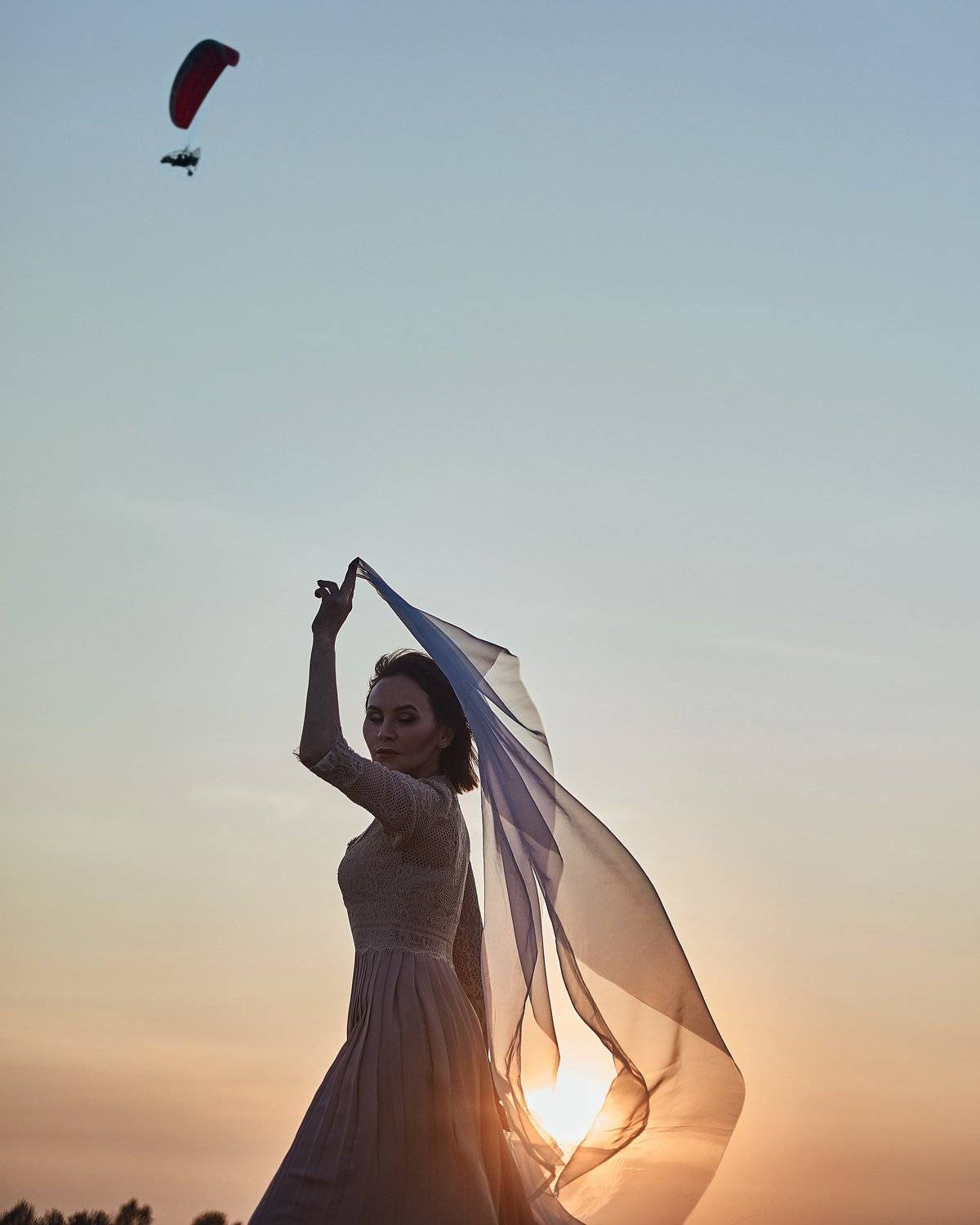 девушка, параплан, небо, лето, цвет, Вероника Володичева