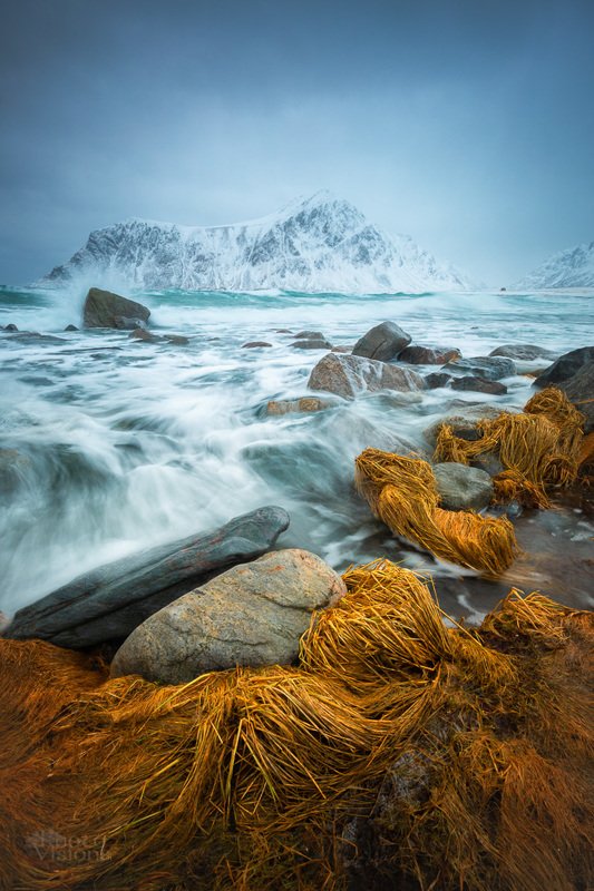 lofoten,winter,wave,coast,shore,sea,skagsanden,nature, Wintertime on the North фото превью