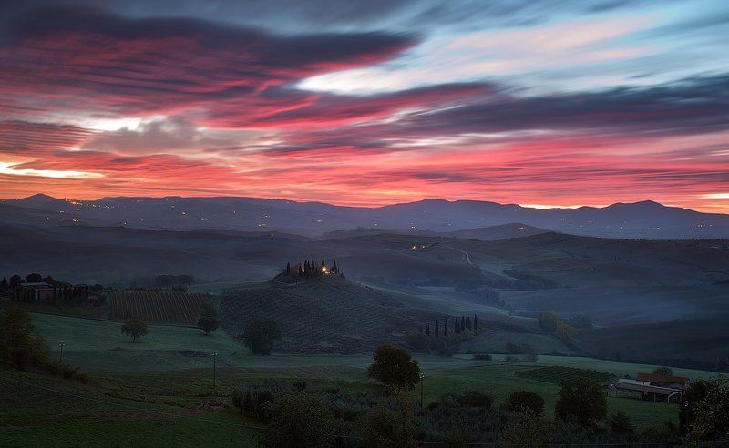 Val d\'Orcia sunrise фото превью