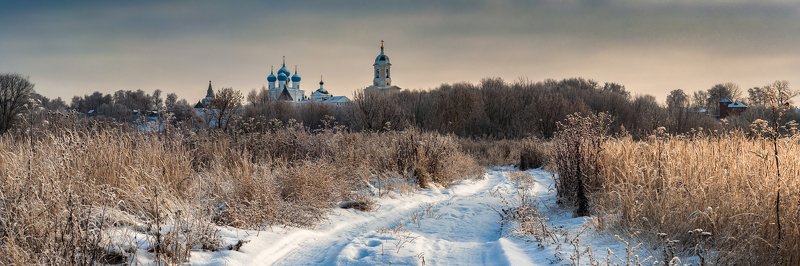 снег. россия. природа. подмосковье. пейзаж. монастырь. зима Зимним утром в Серпухове фото превью