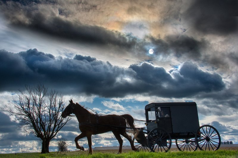 amish, lancaster county, pa, clouds Amish Buggy Silhouette фото превью