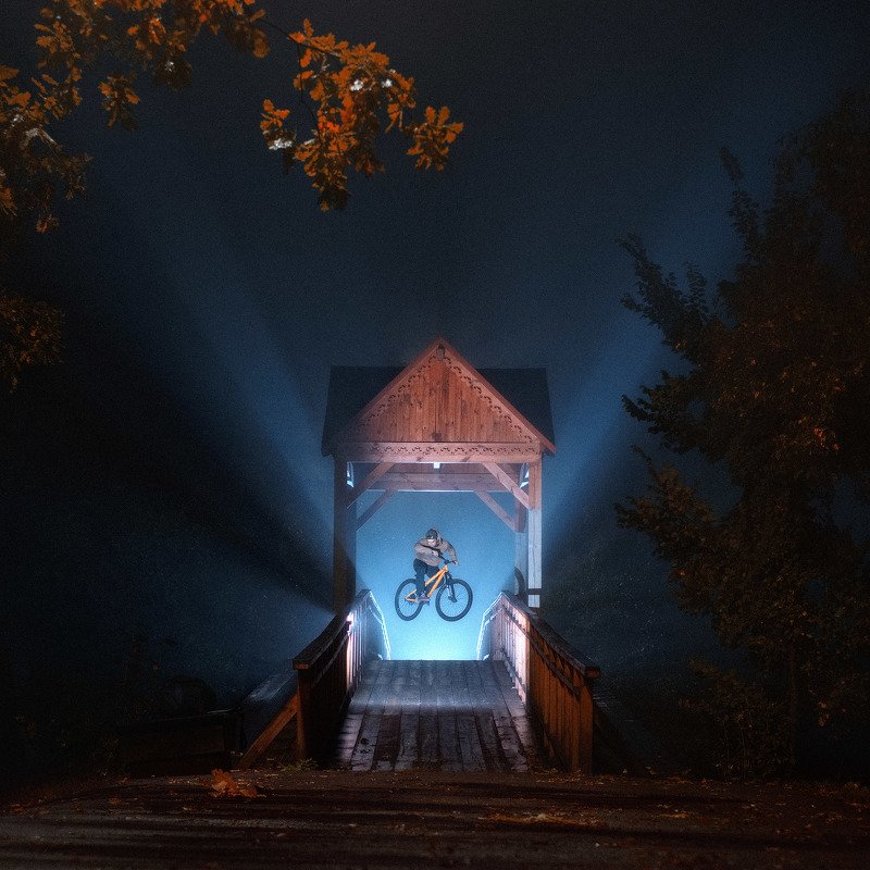 MTB, Mountainbike, Street, Ночь, МТБ, велосипед, трюк, свет, мост Street MTB series: when the city sleeps фото превью