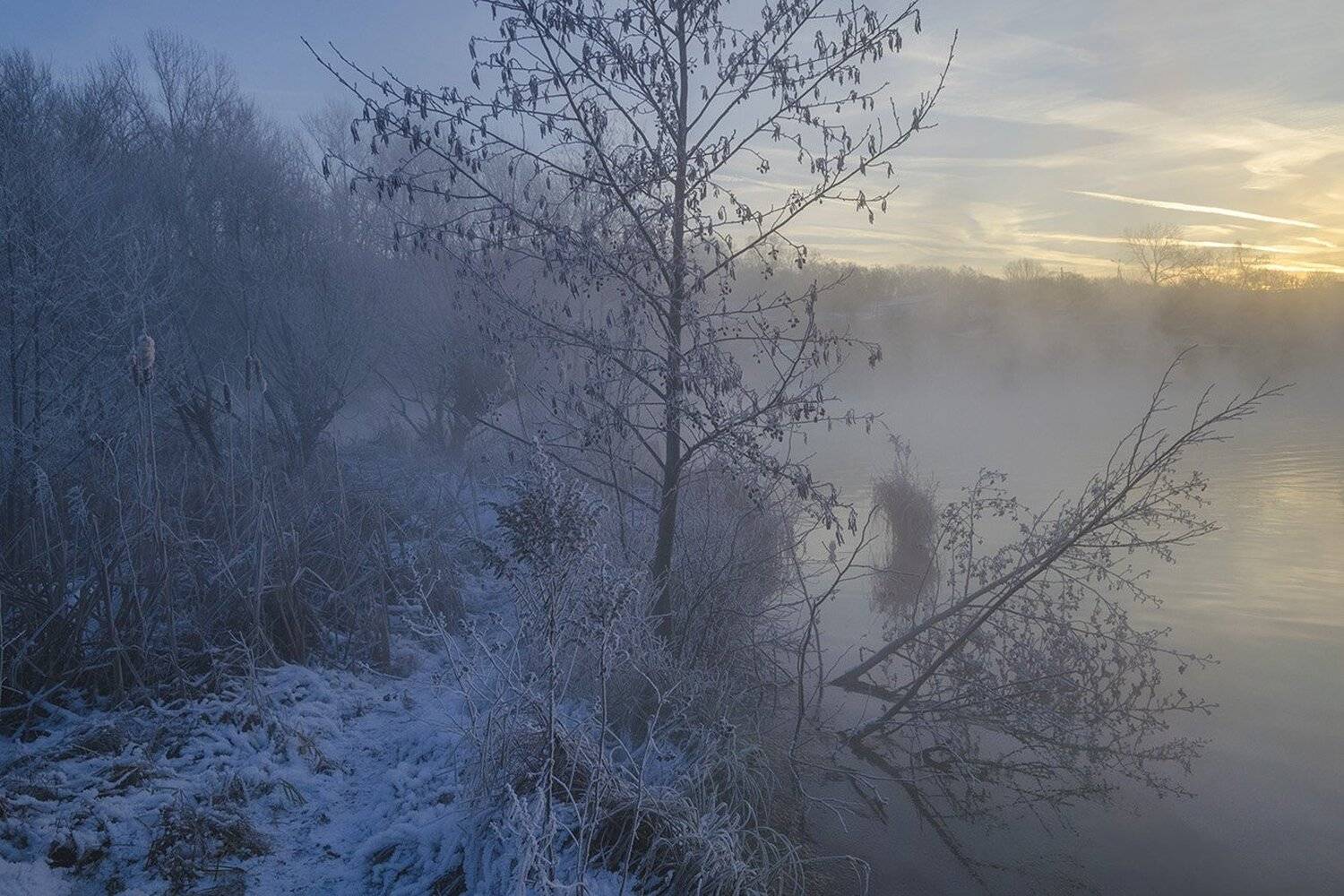 утро, рассвет, зима, озеро горячка, косая гора, Михаил Агеев