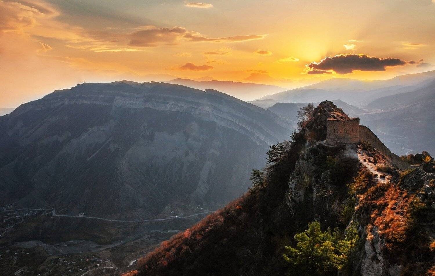 горы,гуниб,вершины,пейзаж,небо,деревья,дагестан,природа, Marat Magov