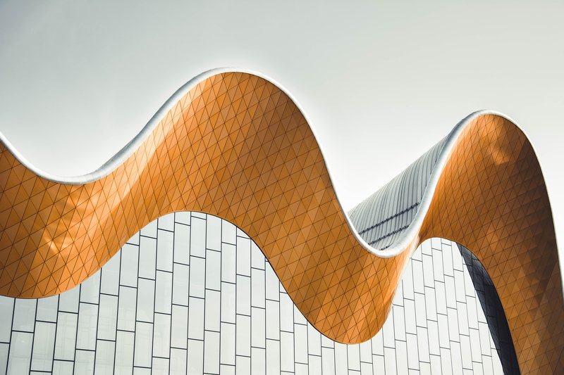 architecture, gold, line, facade, modern, urban, glass, city, Moscow, Russia Золотая линия II фото превью