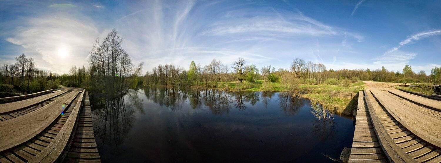 мост, облака, весна, разлив, мещера, рязанская область, Валерий Пешков