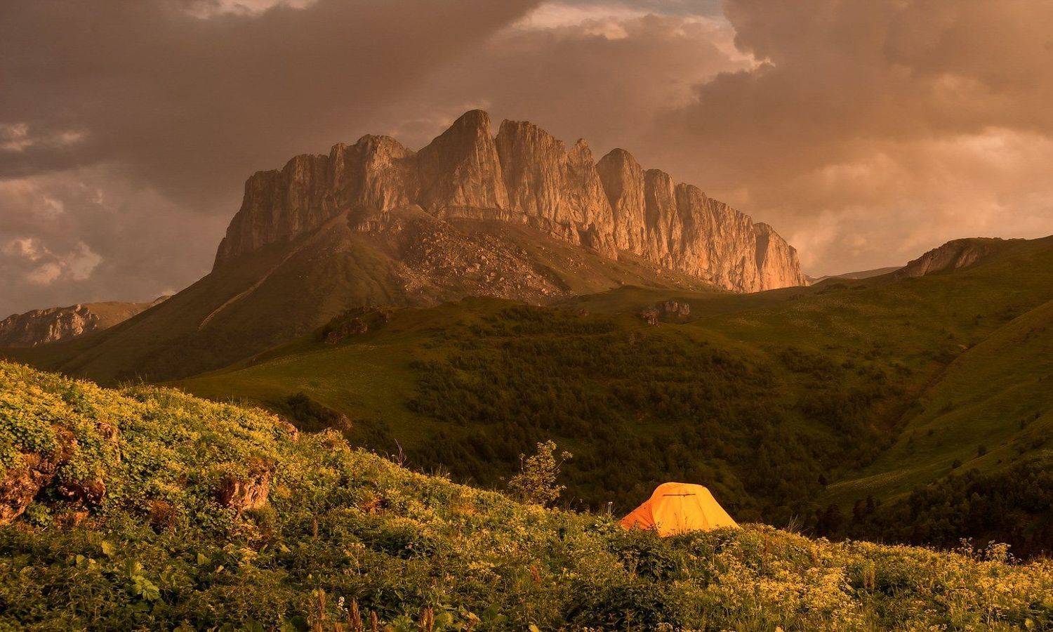 вечер, перед, дождем, ачешбок, палатка, ФЁДОР