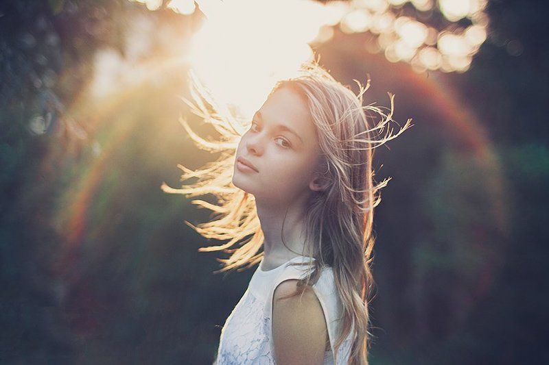 Блики, Блондинка, Девочка, Девушка, Закат, Красота Вероника фото превью