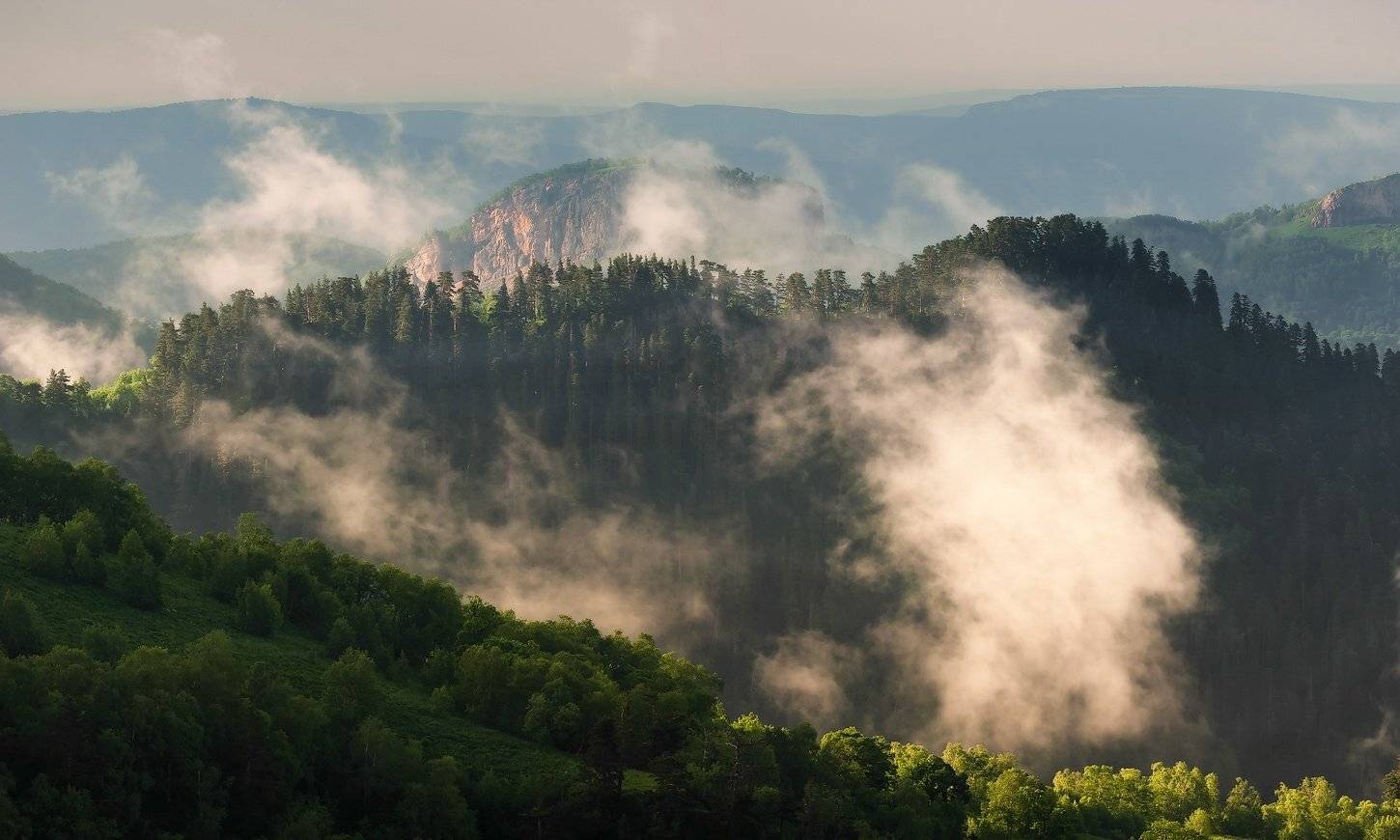 горы, туман, скала, крепость, после, дождя, ФЁДОР