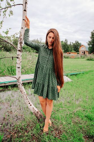 небо, девушка, берёза