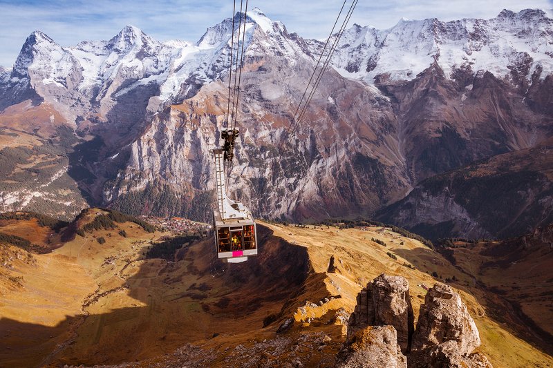 горы,снег, подъемник,швейцария, туризм, *Полетели* фото превью