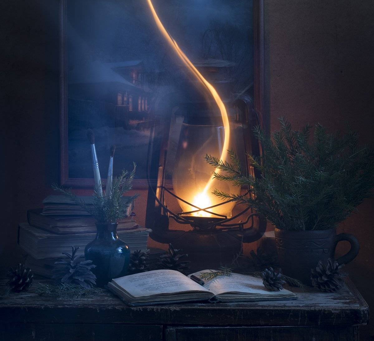 лампа,вечер,зима,новый год, Елена Рубинская