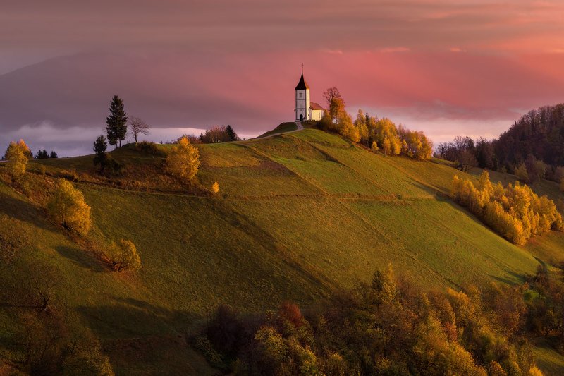 словения, slovenia, туманы словении, church, храмы словении, slovenia landscape, slovenia landscape photography, sonya99 Colours of dawn фото превью