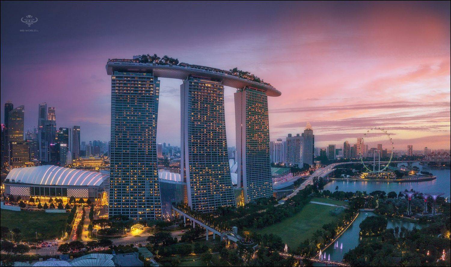 Сингапур, город, закат, , Mikhail Vorobyev