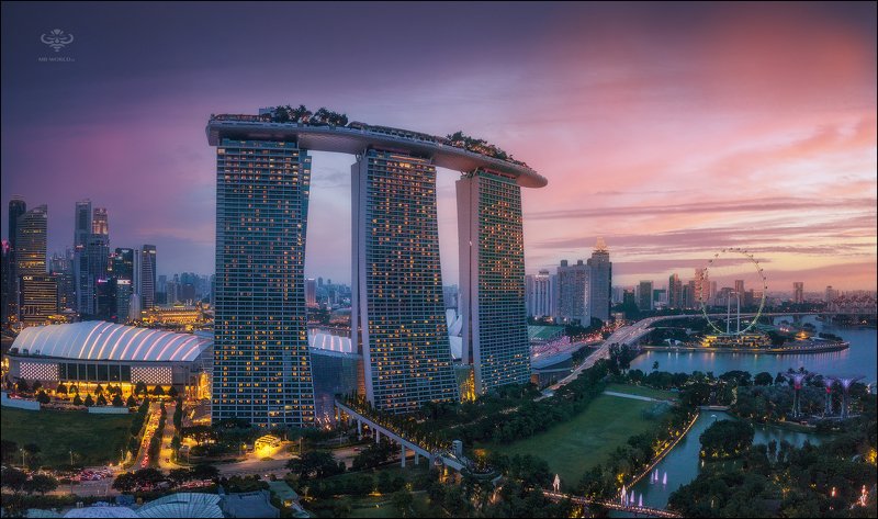 Сингапур, город, закат,  Вечерний Сингапур... фото превью