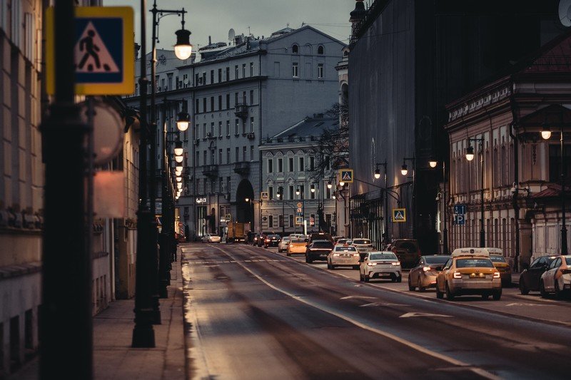 москва, город, вечер, свет, покой, одиночество, стрит москвавечер фото превью