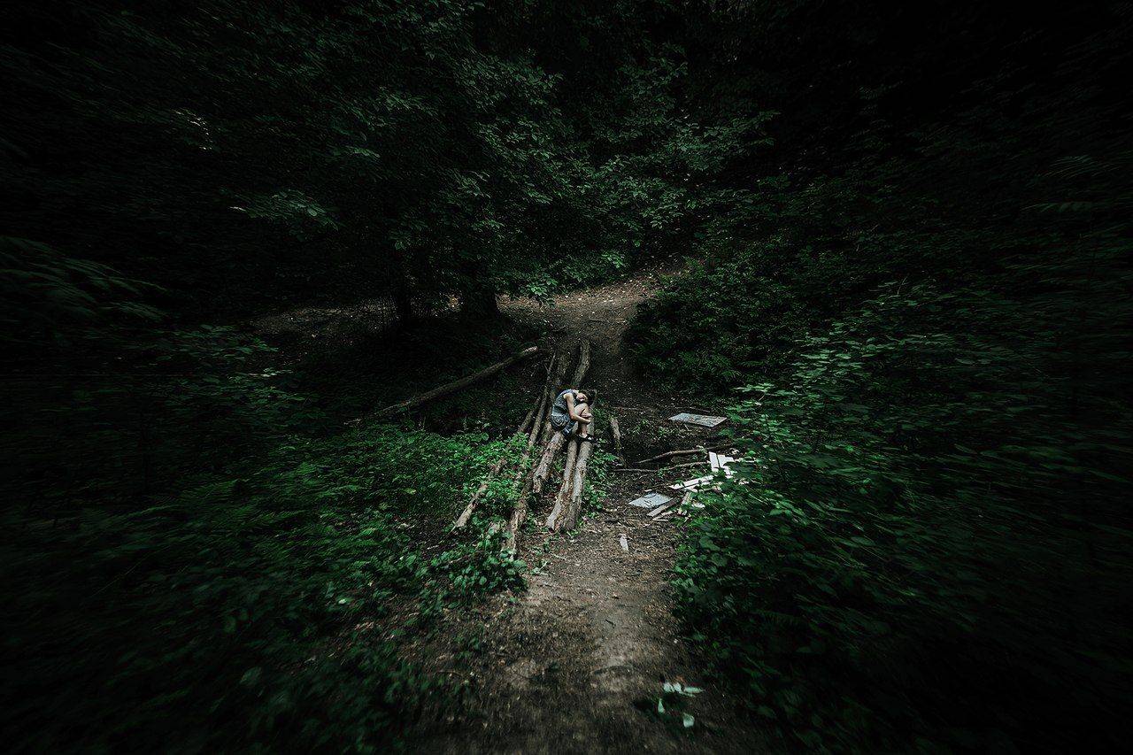 Лес, Пейзаж, Портрет девушки, Symmetry Jonny