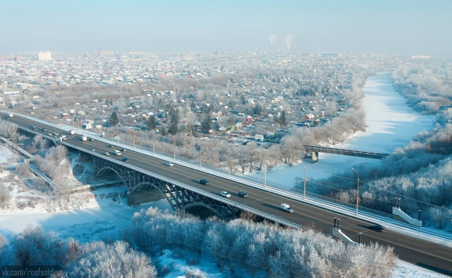 Омск, Россия, Сибирь, мороз, иней, пейзаж, город, omsk, russia, siberia, frost, frozen, city, cityscape, landscape, winter, snow, architecture, urban, season, bridge, Голубев Алексей