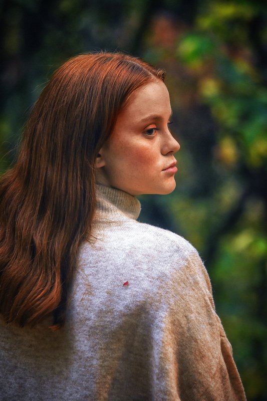 осень, рыжая, модель, листья, сезон, шорох, покой Этюд в рыжих тонах фото превью