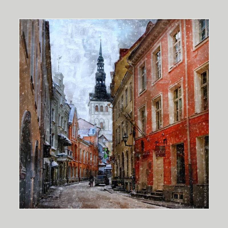 город зима эстония новый год зима. Таллинн. Лютеранская церковь Нигулисте фото превью