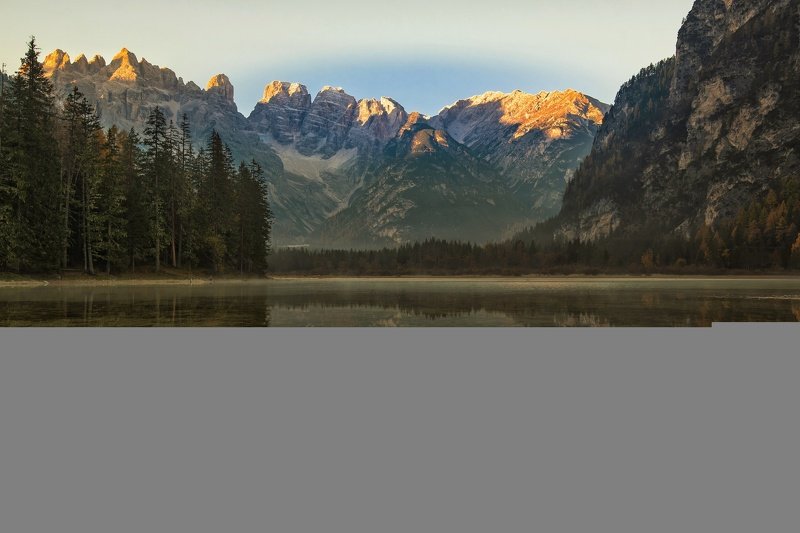 доломитовая осень, доломиты, озеро, отражение, горы, деревья Доломитовая осень фото превью